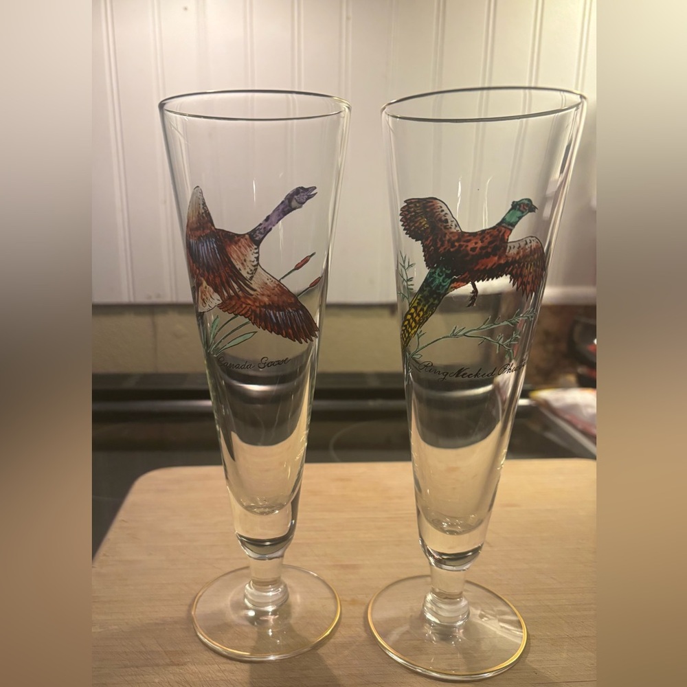 2 Vintage federal glass sportsman Pilsner glasses